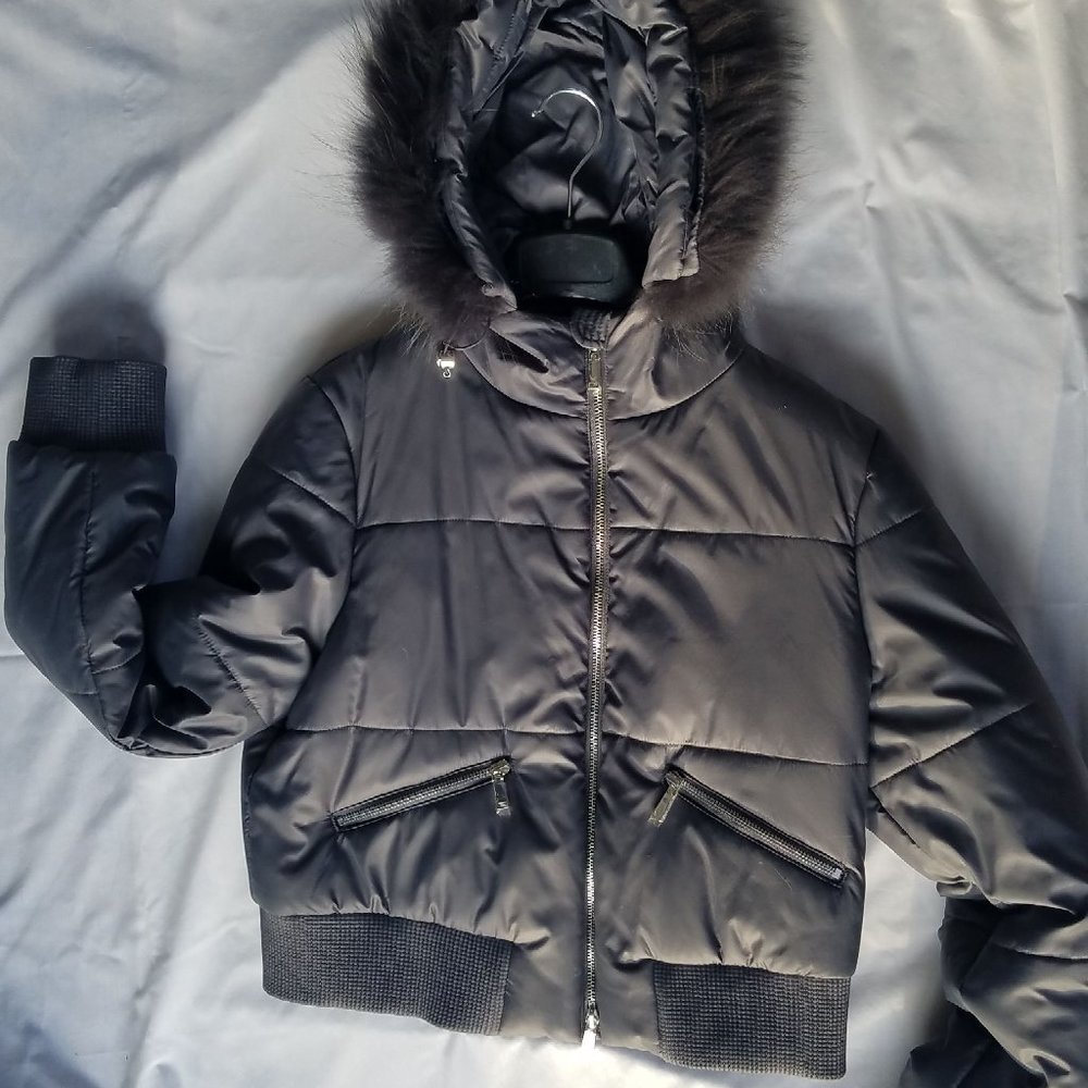 NWT Worth Raccoon Fur Trim Hooded Puffer Coat